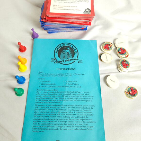 Vintage Where in the USA is Carmen Sandiego? Board Game Complete 1993 - Picture 8 of 15